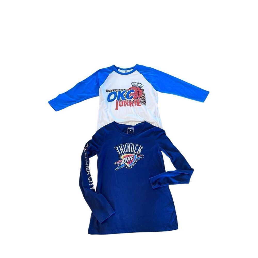 Set of 2 Women's Oklahoma City Thunder Junkie Long Sleeve T-Shirts Small/Large